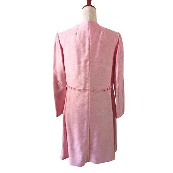 Vintage Pink Silk Brocade Coat Dress Knot Detail Occasion Formal Event Size Med - Picture 4 of 7